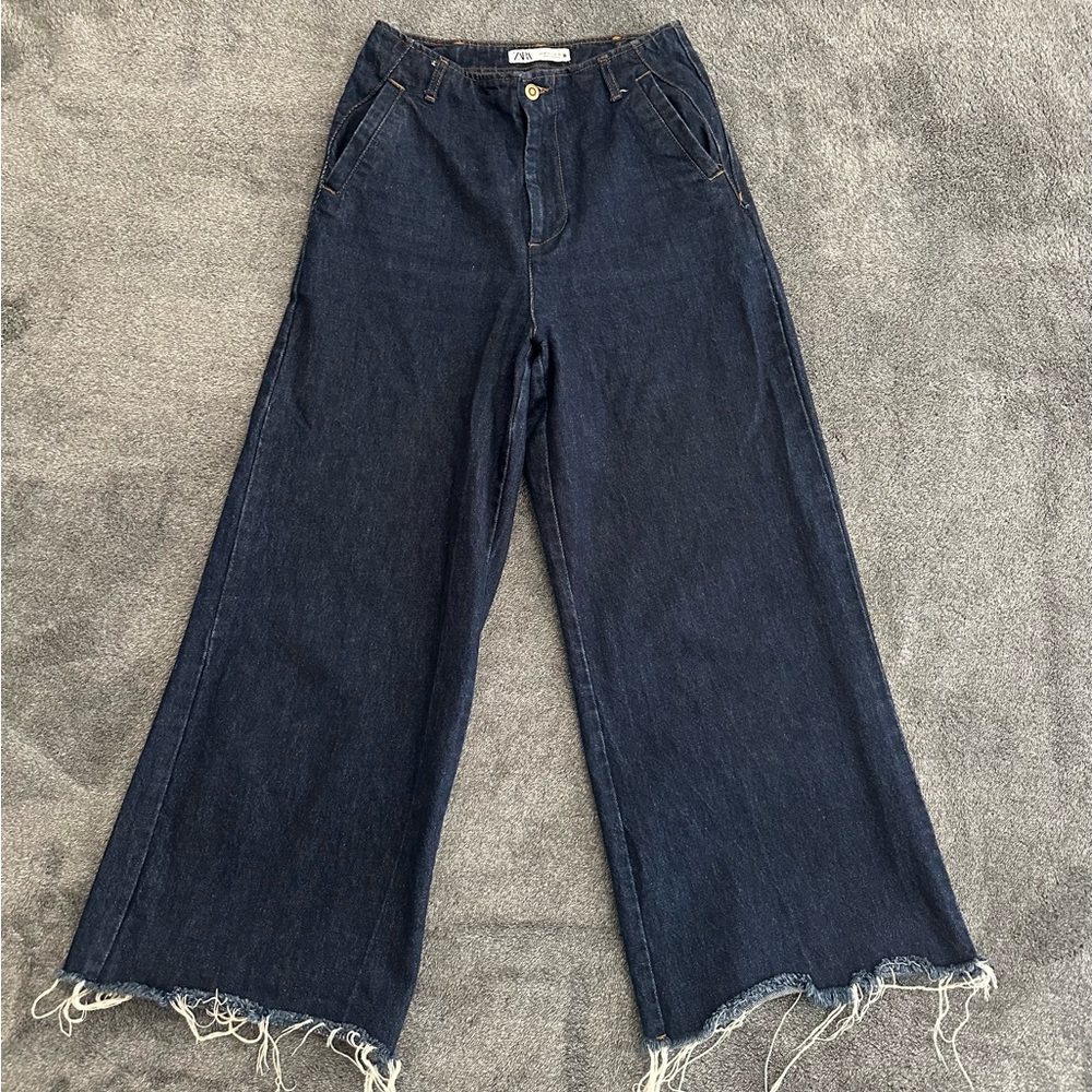 Zara Deep Blue Wide-Leg Jeans